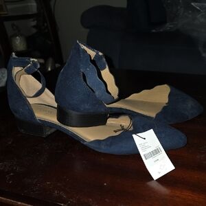 Lane Bryant Navy Scalloped Flats